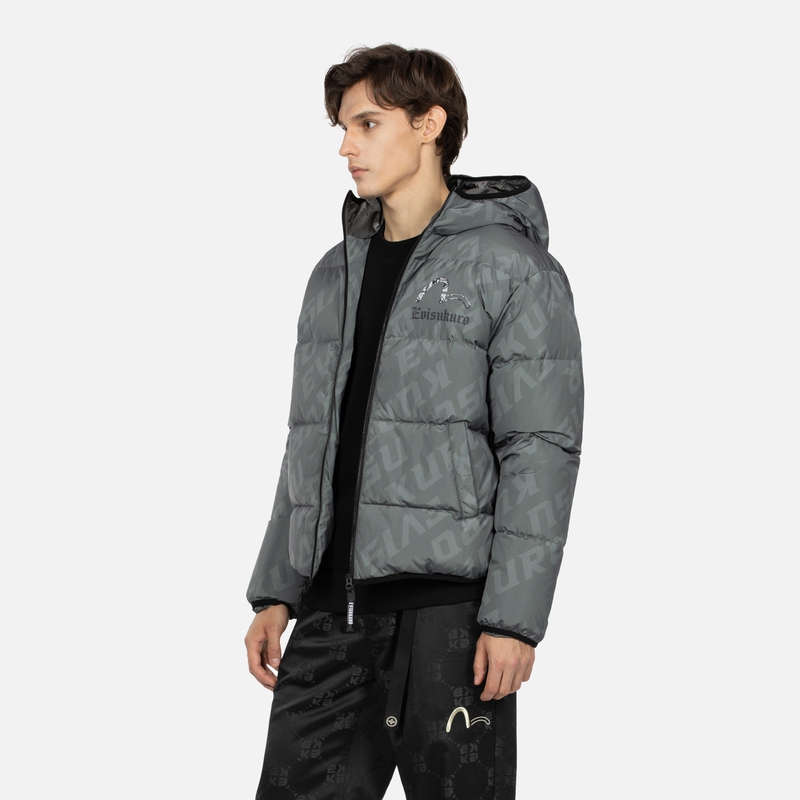EVISU  Grey All-Over Printed Hooded Puffer Jacket 2EAGNM3NJ5102XXPL 圖 5
