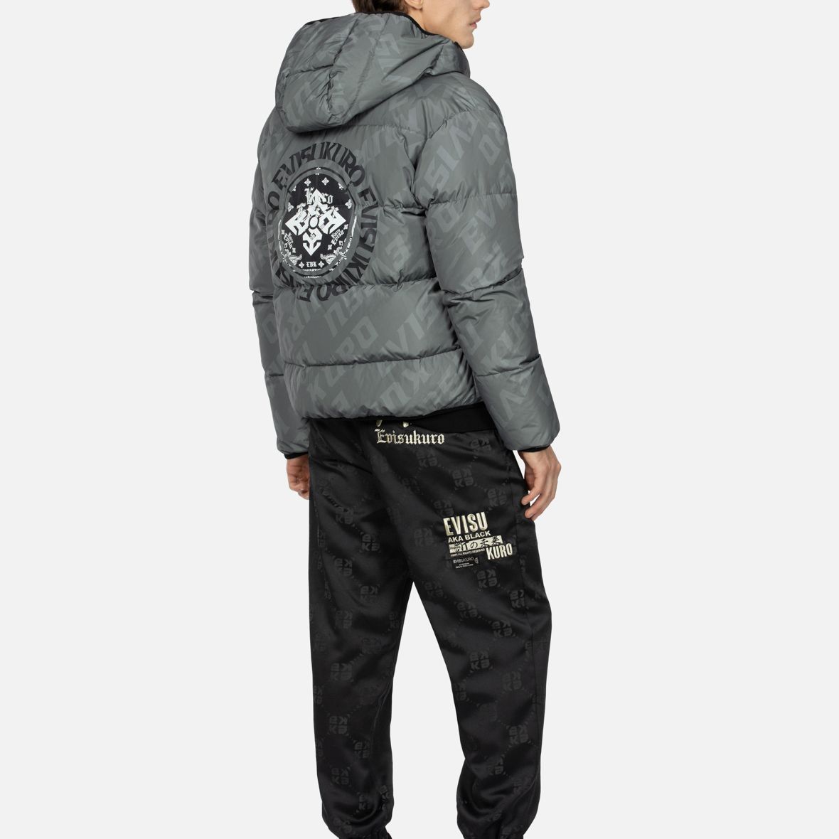 EVISU  Grey All-Over Printed Hooded Puffer Jacket 2EAGNM3NJ5102XXPL 圖 6