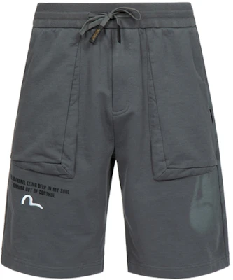 EVISU Seluar Pendek Kelabu dengan Sulaman Seagull & Rekaan Cetakan Buddha. 2ESHTM3ST580LFCT Order EVISU Seluar Pendek Kelabu dengan Sulaman Seagull & Rekaan Cetakan Buddha. 2ESHTM3ST580LFCT