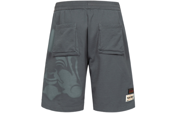 Lookbook EVISU Seluar Pendek Kelabu dengan Sulaman Seagull & Rekaan Cetakan Buddha. 2ESHTM3ST580LFCT