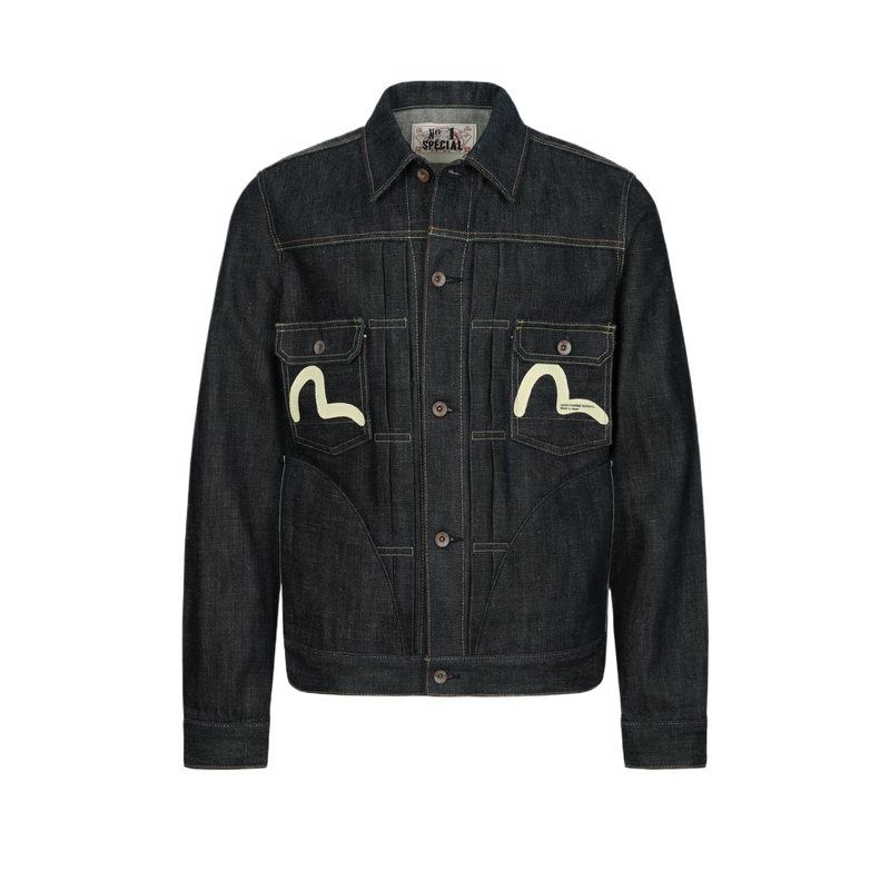 EVISU  Hand-Painted Seagull Print Denim Jacket in Blue 2EAPSM1DJ720XXCT