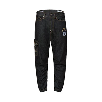 EVISU Handwriting Logo Denim Jeans in Blue. 2EAGNM0JO147DN