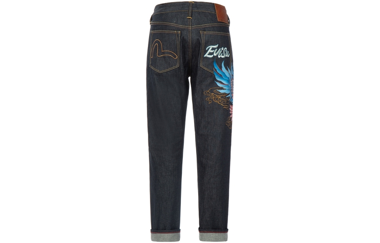 EVISU  High-Waist Straight-Leg Button Blue Printed Jeans 2ESHTM3JE15817CS 圖 3