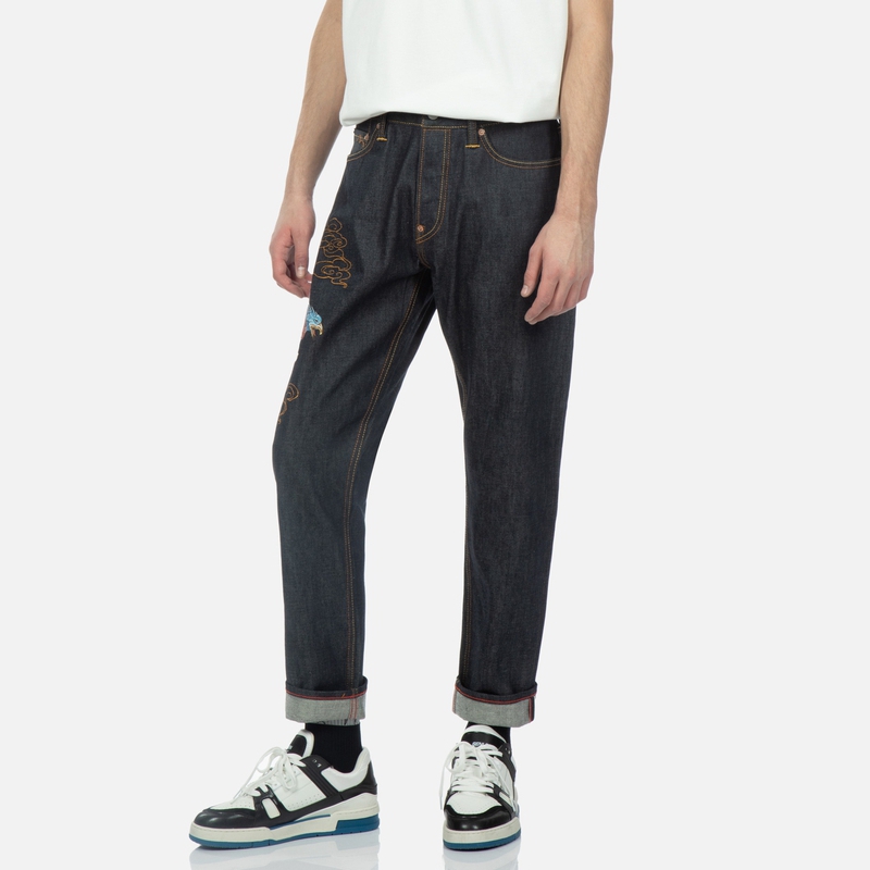 EVISU  High-Waist Straight-Leg Button Blue Printed Jeans 2ESHTM3JE15817CS 圖 4