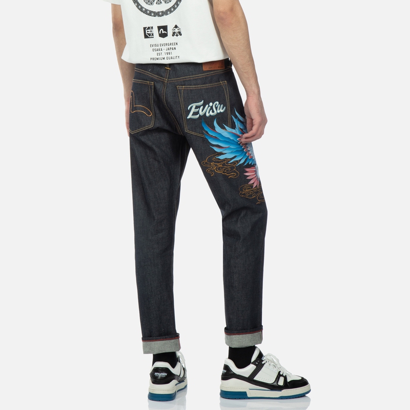 EVISU  High-Waist Straight-Leg Button Blue Printed Jeans 2ESHTM3JE15817CS 圖 5