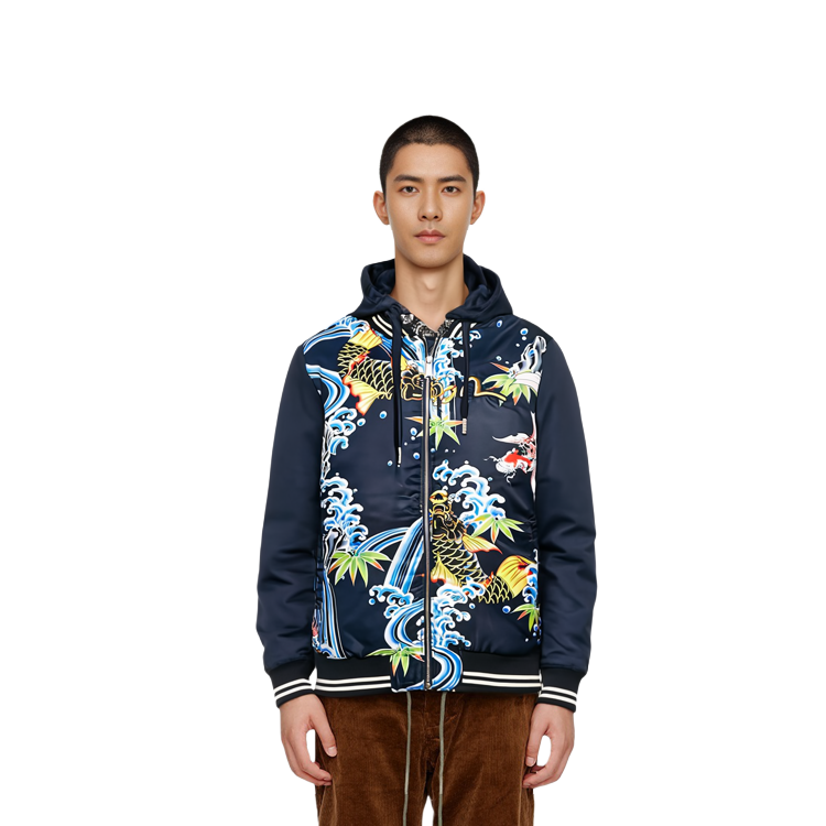 Cheap EVISU 小M刺繡與手繪鯉魚設計連帽外套 1EAHTM9JK721XX