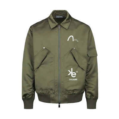 EVISU Jacket - Logo Print, Baseball Collar, Zip-Up, Seagull Embroidery 2EAGNM3JK1921OSPL
