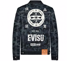 EVISU Japanese Emblem Print Denim Jacket Deep Blue 1EAHTM9DJ131XX EVISU Japanese Emblem Print Denim Jacket Deep Blue 1EAHTM9DJ131XX