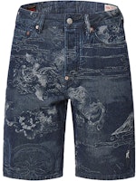 EVISU Japanese Pattern Seagull Denim Shorts in Blue. 2ESHTM2DS202XXCT EVISU Japanese Pattern Seagull Denim Shorts in Blue. 2ESHTM2DS202XXCT