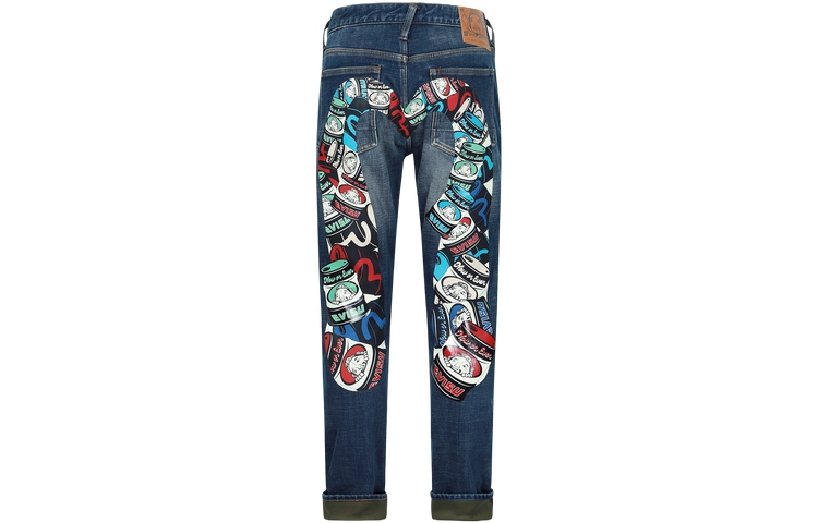 EVISU  Jeans with Large M and Buddha Head Print 2EAHTM3JE890417CS