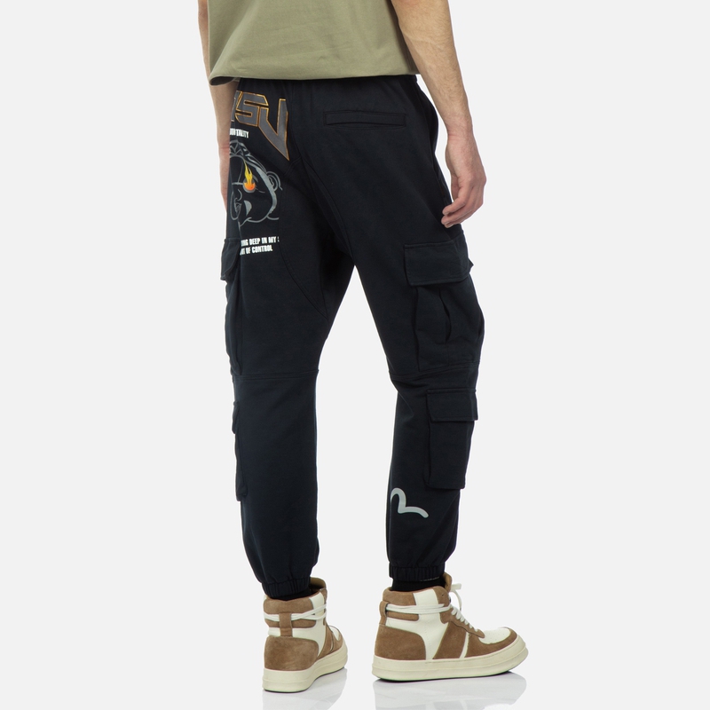 EVISU  Jogger Pants Black with Seagull Pocket Buddha Design 2ESHTM3SP572LFCT 圖 5