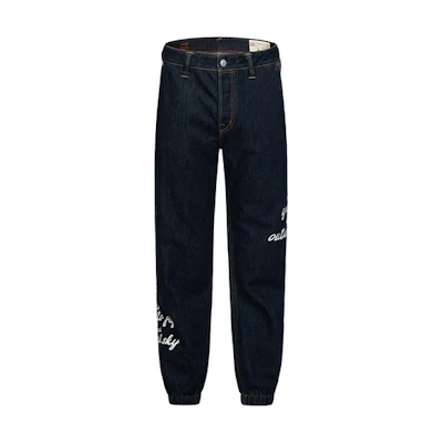 EVISU Jogger Sweatpants Denim Blue with Seagull Slogan Print. 2ESHTM3JO169XXCX
