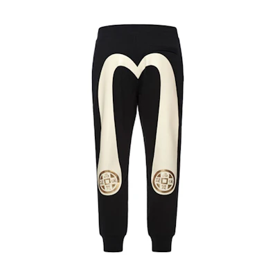 EVISU Joggers Black Sweatpants with Big M Print 2ESHTM0SP318XX