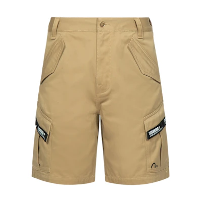 EVISU Khaki Cargo Shorts with Logo Patch Detail. 2ESGNM3SH238RXCT