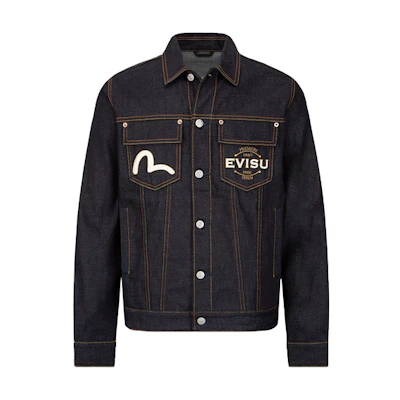 EVISU Koi Fish Embroidered Denim Jacket Fashion Style 2EAHTM2DJ705XXCT