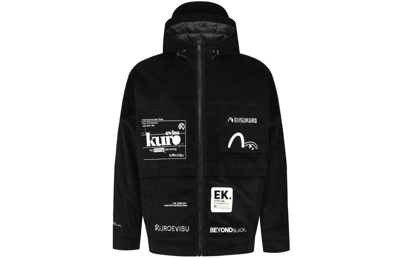 EVISU  Letter Logo Printed Patchwork Hooded Jacket. 2EAGNM2JK719LFCQ