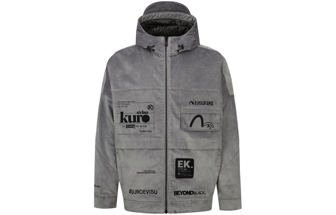 EVISU  Letter Logo Printed Patchwork Hooded Jacket. 2EAGNM2JK719LFCQ 圖 4