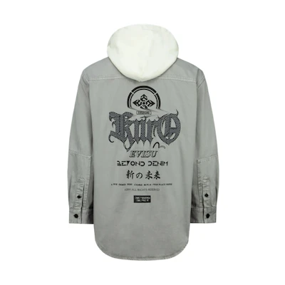 EVISU Light Gray Letter Print Multi-Pocket Two-in-One Jacket 2ESGNM3SJ747LFCT