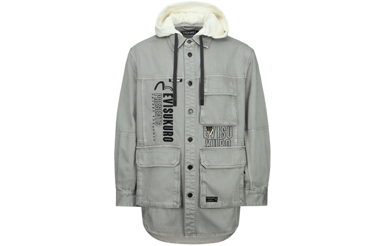 EVISU  Light Gray Letter Print Multi-Pocket Two-in-One Jacket 2ESGNM3SJ747LFCT 圖 3