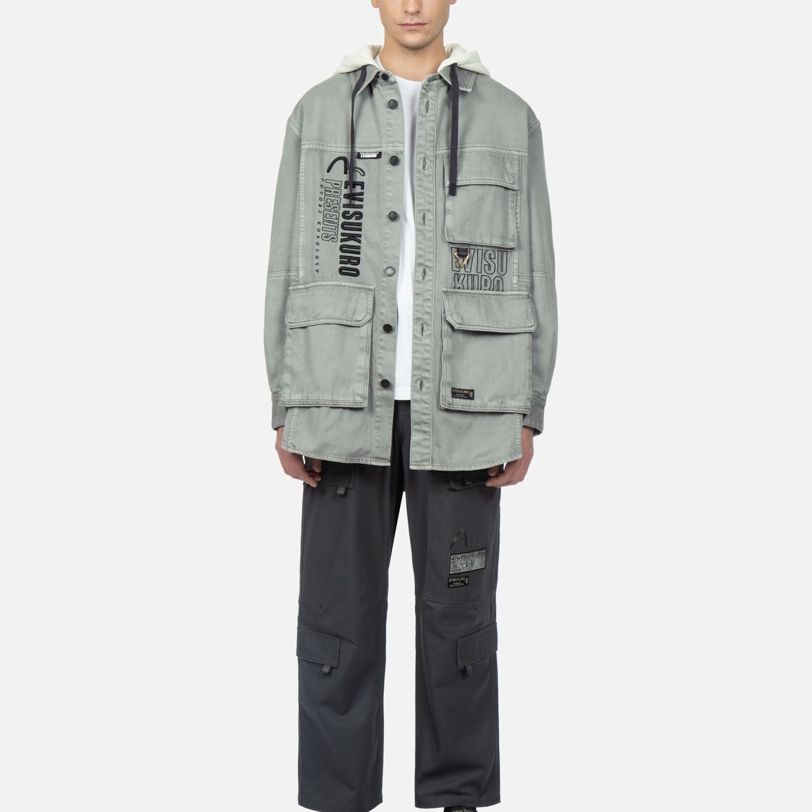 EVISU  Light Gray Letter Print Multi-Pocket Two-in-One Jacket 2ESGNM3SJ747LFCT 圖 6