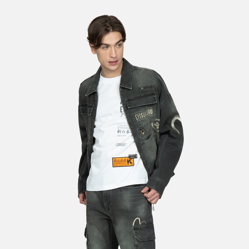 EVISU  Light Grey Seagull Embroidered Logo Long Sleeve Jacket. 2ESGNM3JK744FFCT 圖 4