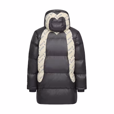 EVISU Logo Embroidered Hooded Down Jacket - Dark Grey 2EAADM2NC746XXPL