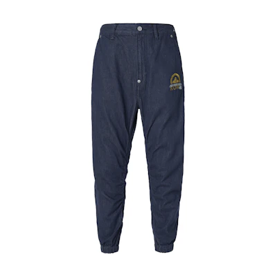 EVISU Logo Embroidered Jogger Jeans in Denim Blue. 2EAGNM1JO1373DDN