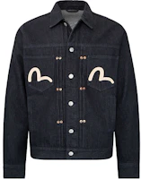 EVISU Logo Print Button Denim Jacket - Blue 2EAHTM2DJ721XXCT EVISU Logo Print Button Denim Jacket - Blue 2EAHTM2DJ721XXCT