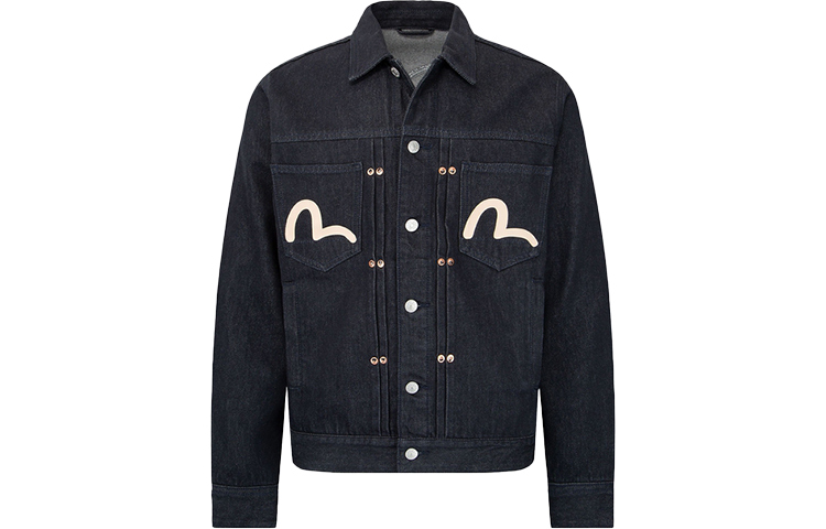 EVISU  Logo Print Button Denim Jacket - Blue 2EAHTM2DJ721XXCT 圖 2