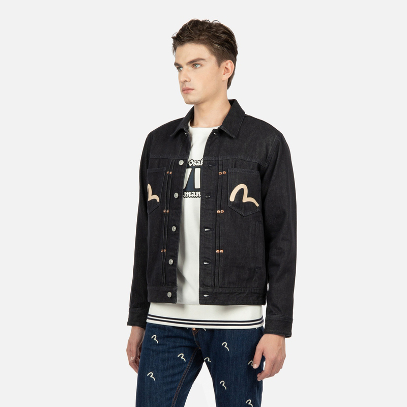 EVISU  Logo Print Button Denim Jacket - Blue 2EAHTM2DJ721XXCT 圖 4