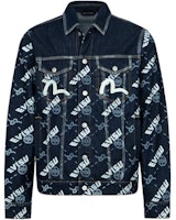 EVISU Logo Print Denim Jacket Single-Breasted Blue Jeans 2ESHTM3DJ719XXCT EVISU Logo Print Denim Jacket Single-Breasted Blue Jeans 2ESHTM3DJ719XXCT
