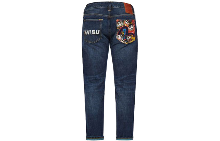 EVISU  Logo Print Straight Denim Jeans in Blue. 2EAHTM1JE11610CT