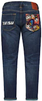 EVISU Logo Print Straight Denim Jeans in Blue. 2EAHTM1JE11610CT EVISU Logo Print Straight Denim Jeans in Blue. 2EAHTM1JE11610CT