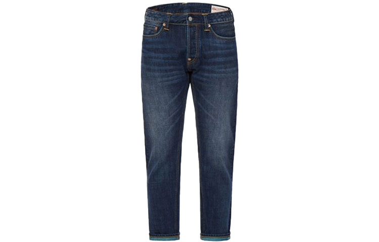 EVISU  Logo Print Straight Denim Jeans in Blue. 2EAHTM1JE11610CT 圖 3