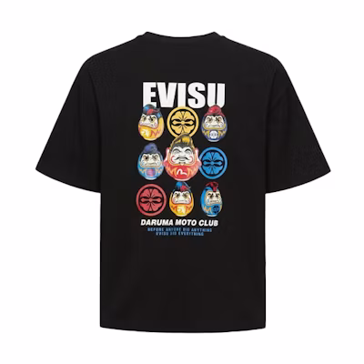 EVISU Loose Fit Cartoon Graphic Print Crewneck T-Shirt. 2EAHTM1TS338LF