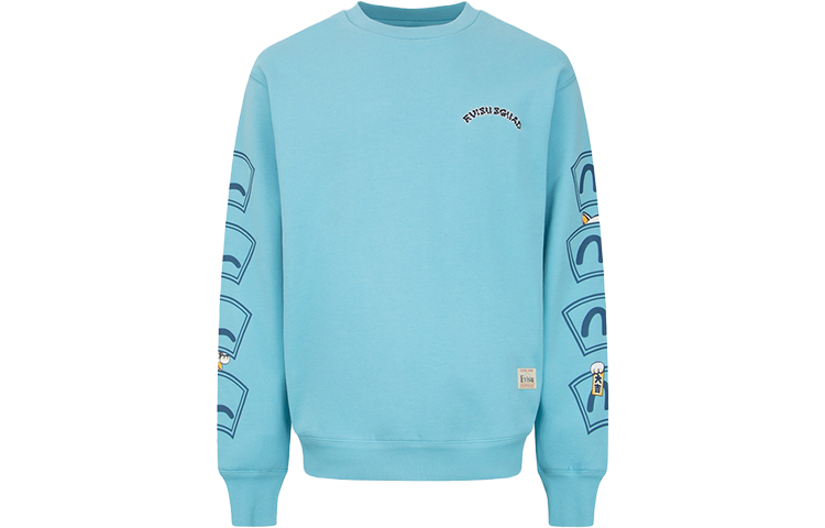 EVISU  Lucky Cat & Daruma Print Sweatshirt Off-White/Blue 2EAHTM2SW345RXCTMKBU