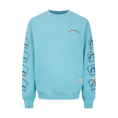 EVISU Lucky Cat & Daruma Print Sweatshirt Off-White/Blue 2EAHTM2SW345RXCTMKBU