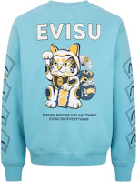 Lookbook EVISU Lucky Cat & Daruma Print Sweatshirt Off-White/Blue 2EAHTM2SW345RXCTMKBU