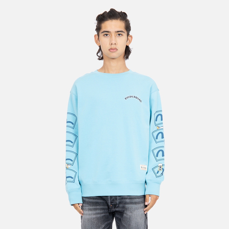 Shop EVISU Lucky Cat & Daruma Baju Sejuk Cetakan Putih/Blue. 2EAHTM2SW345RXCTMKBU