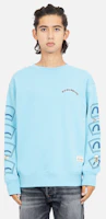 Shop EVISU Lucky Cat & Daruma Print Sweatshirt Off-White/Blue 2EAHTM2SW345RXCTMKBU