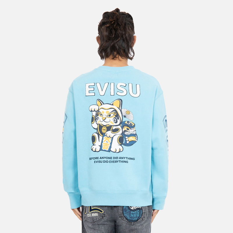Purchase EVISU Lucky Cat & Daruma Baju Sejuk Cetakan Putih/Blue. 2EAHTM2SW345RXCTMKBU