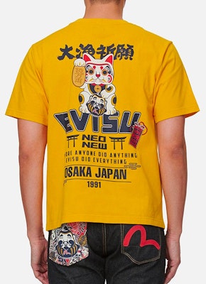 EVISU Camiseta Casual Ajustada con Gráfico de Gato de la Suerte. 2ESHTM1TS539XX 9