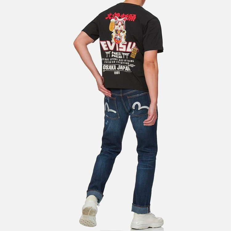 Details for EVISU Camiseta Casual Ajustada con Gráfico de Gato de la Suerte. 2ESHTM1TS539XX