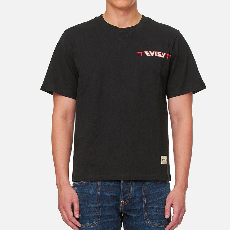 Sizing EVISU Camiseta Casual Ajustada con Gráfico de Gato de la Suerte. 2ESHTM1TS539XX