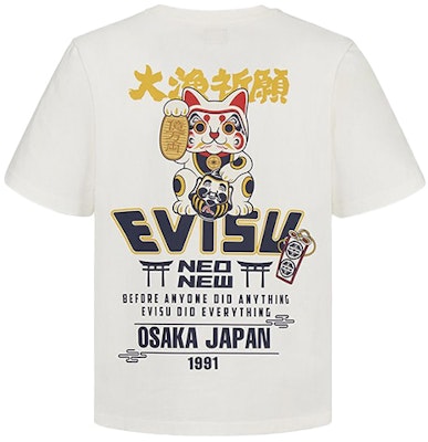 EVISU Camiseta Casual Ajustada con Gráfico de Gato de la Suerte. 2ESHTM1TS539XX 1
