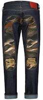 EVISU M Jacquard Patch Denim Jeans in Denim Blue 2EAHTM0JE91708 EVISU M Jacquard Patch Denim Jeans in Denim Blue 2EAHTM0JE91708