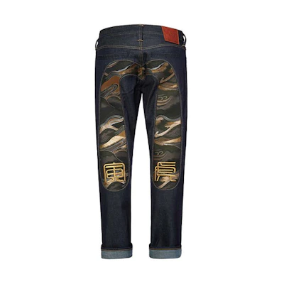 EVISU M Jacquard Patch Denim Jeans in Denim Blue 2EAHTM0JE91708