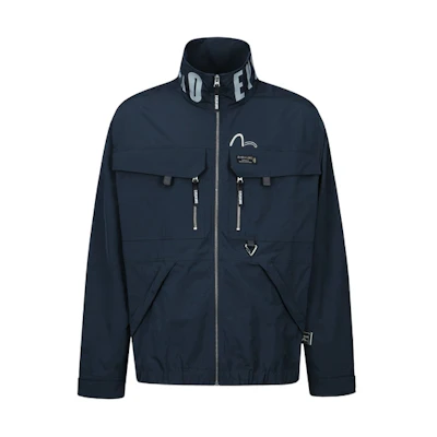 EVISU Multi-Pocket Logo Print Stand Collar Jacket Deep Blue 2ESGNM3JK756RXPL