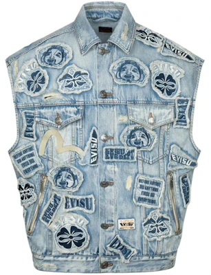 EVISU 寬鬆破損牛仔背心多徽章設計 2ESHTM4VS8109LFDN Buy EVISU 寬鬆破損牛仔背心多徽章設計 2ESHTM4VS8109LFDN