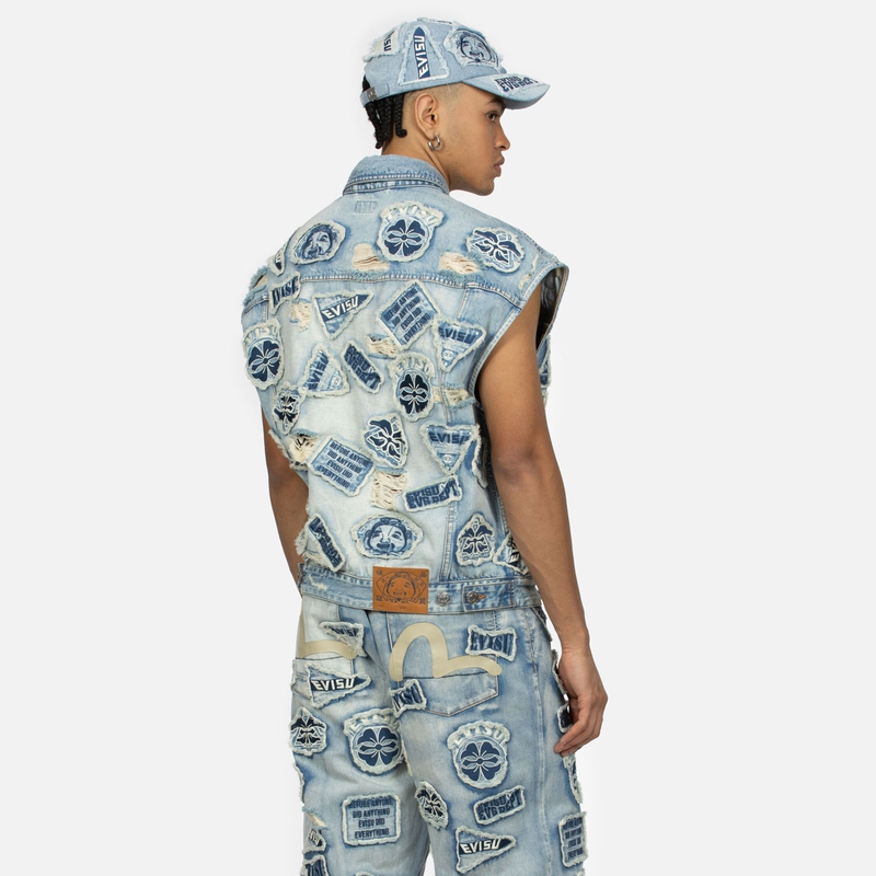 Purchase EVISU 寬鬆破損牛仔背心多徽章設計 2ESHTM4VS8109LFDN